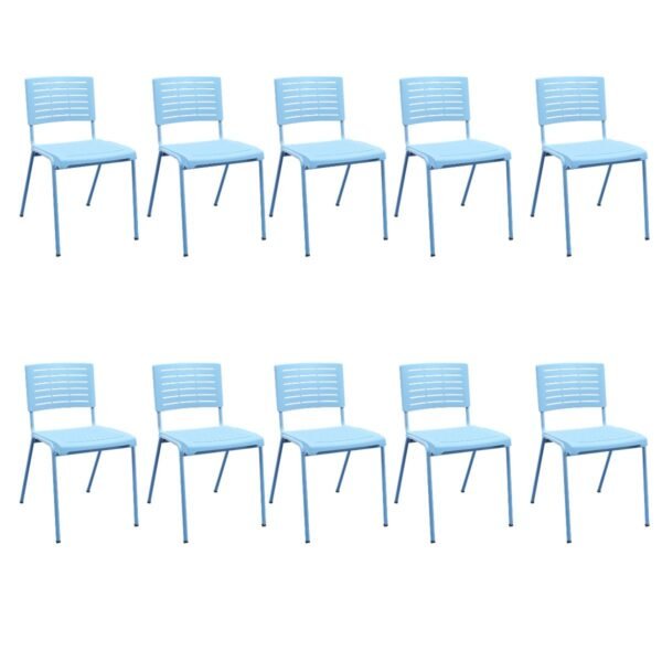 Kit 10 Cadeiras Fixa Multiuso Niala Plaxmetal NR17 Azul Celeste