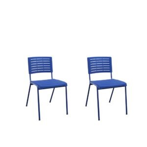 Kit 02 Cadeiras Fixas Multiuso Niala Plaxmetal Azul