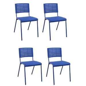 Kit 04 Cadeiras Escritório Multiuso Niala Plaxmetal Azul