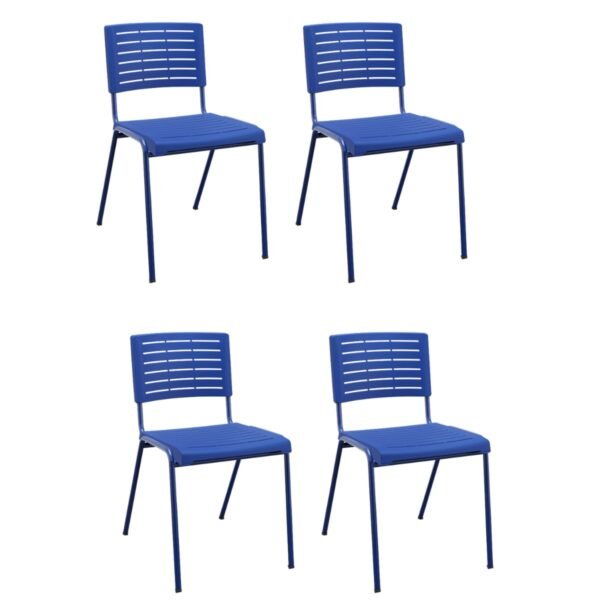 Kit 04 Cadeiras Escritório Multiuso Niala Plaxmetal Azul