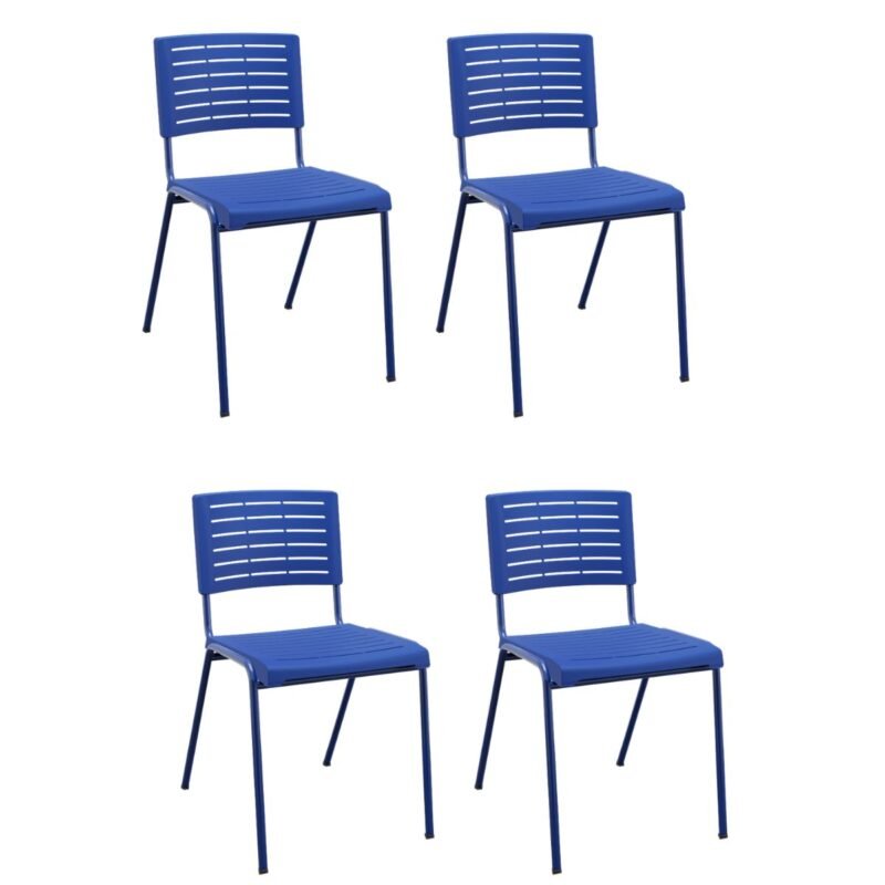 Kit 04 Cadeiras Escritório Multiuso Niala Plaxmetal Azul