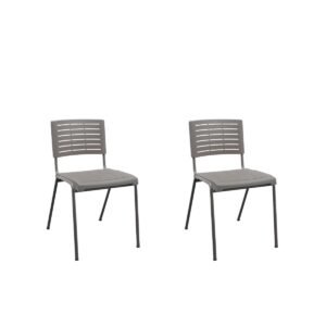 Kit 02 Cadeiras Fixas Multiuso Niala Plaxmetal Basalto/Cinza