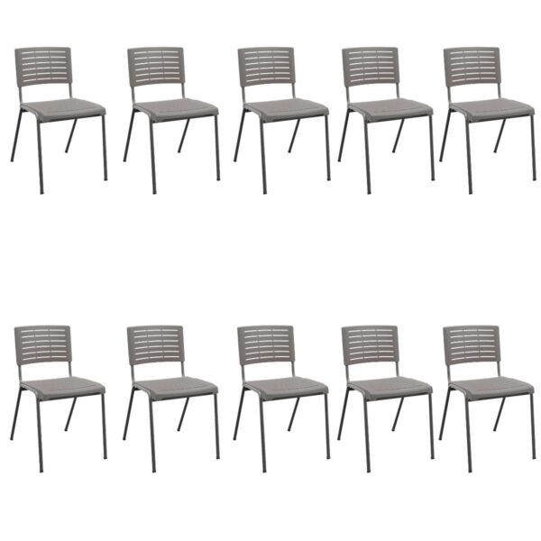 Kit 10 Cadeiras Fixa  Multiuso Niala Plaxmetal NR17 Basalto (Cinza)