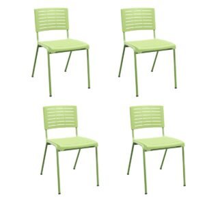 Kit 04 Cadeiras Fixa Multiuso Niala Plaxmetal Verde