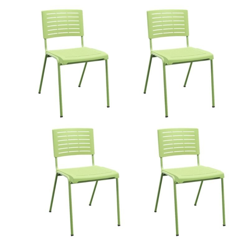 Kit 04 Cadeiras Fixa Multiuso Niala Plaxmetal Verde