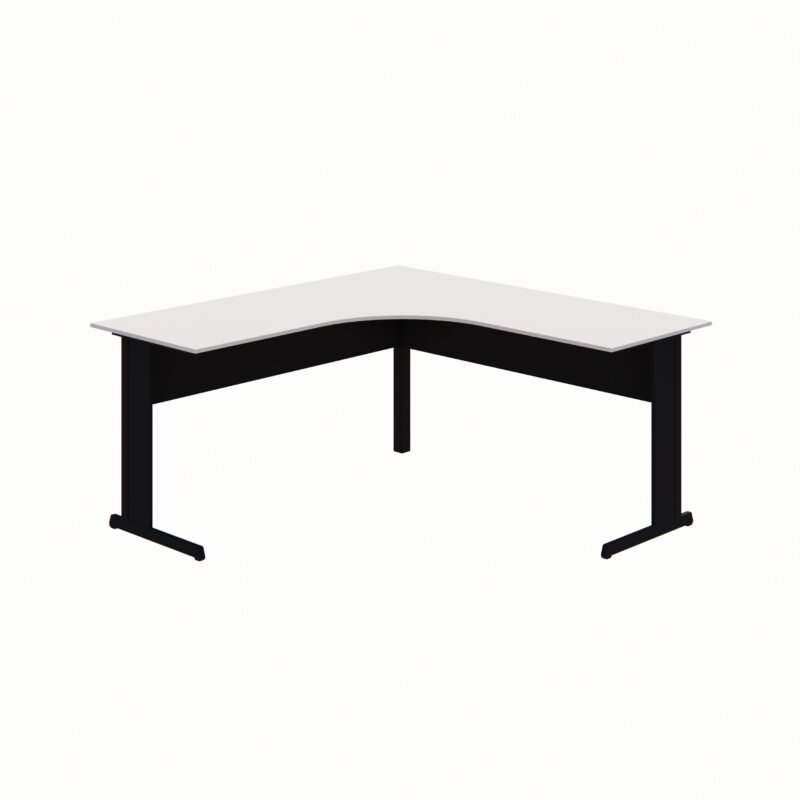 Mesa em L Angular Escritório New City Pé Metal Cinza/Preto