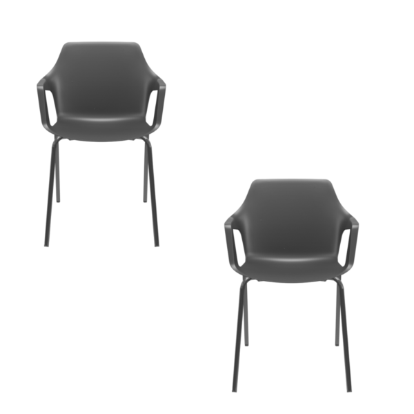 Kit 02 Cadeiras Fixas Aproximação Vesper Plaxmetal Preta