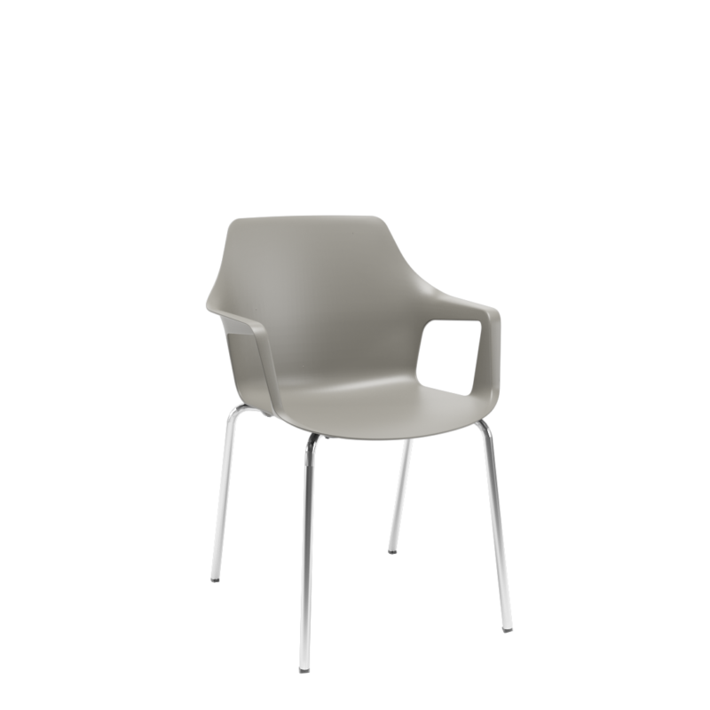 Cadeira Fixa 4 Pés Vesper Plaxmetal Cromada Basalto (Cinza)