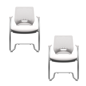 Kit 02 Cadeiras Fixas Pé em S Beezi Cromada Branca PLAXMETAL