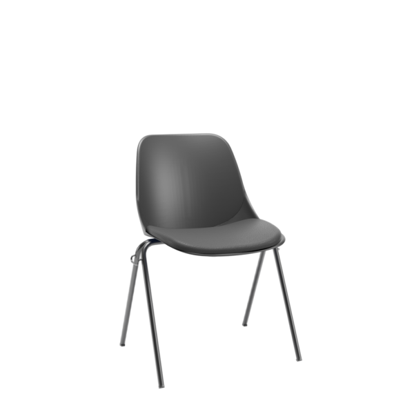 Cadeira Quick Preta Ass. Estofado Vinil Preto Emp. Plaxmetal