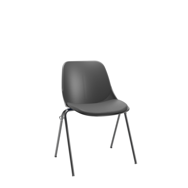 Cadeira Quick Preta Ass. Estofado Vinil Preto Emp. Plaxmetal