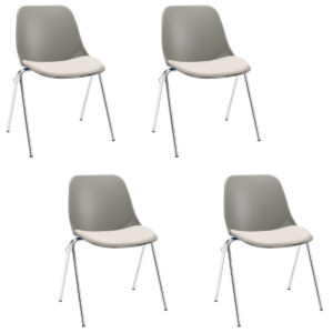 Kit 04 Cadeira Fixa Pés Crom Quick Basalto Est Poliés Fendi