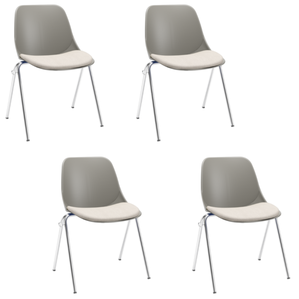 Kit 04 Cadeira Fixa Pés Crom Quick Basalto Est Poliés Fendi