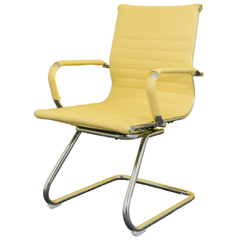 Cadeira Diretor Fixa Charles Eames Cromada Bege