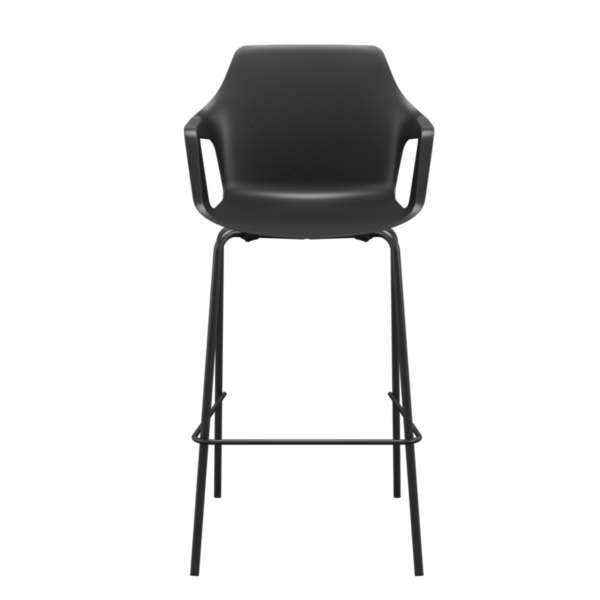 Banqueta Vesper Plaxmetal 4 Pés Com Braço Preto