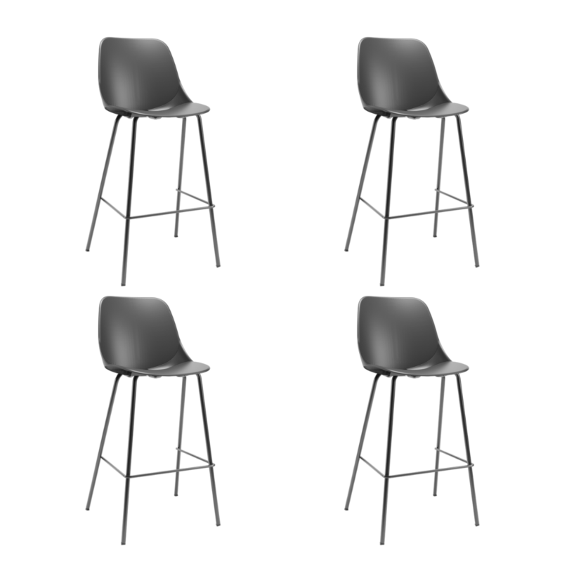 Banqueta  Quick Plaxmetal 4 Pés Preto - Kit 04