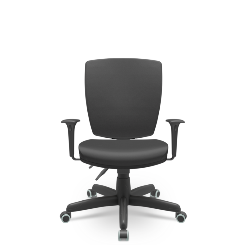 Cadeira Escritório Altrix Espaldar Alto Back Couro Eco Preto