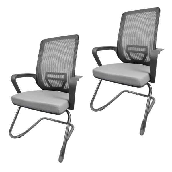 Kit 02 Cadeiras Fixas Pé S Adrix Plaxmetal Couro Eco Cinza