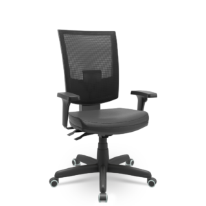 Cadeira Presidente Ergonômica Flash Plaxmetal NR17 Couro Ecológico com Back System, Braços Reguláveis e Rodízios PU