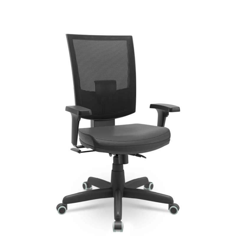 Cadeira Presidente Ergonômica Flash Plaxmetal com Tela Mesh Relaxsystem Couro Ecológico | Escritório e Home Office