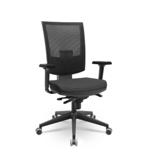 Cadeira Presidente Ergonômica Flash Plaxmetal Syncron Slider com Tela Mesh Assento Poliéster Preto e Base Itália