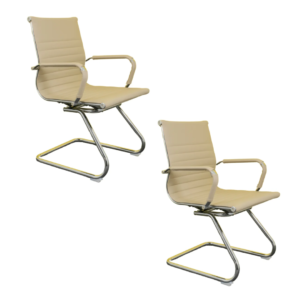 Kit 02 Cadeiras Diretor Fixa Charles Eames Cromada Nude