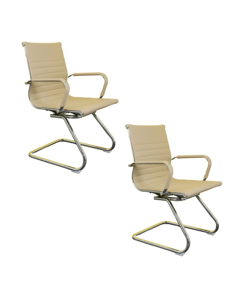 Kit 02 Cadeiras Diretor Fixa Charles Eames Cromada Nude