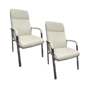 Kit 02 Cadeiras Fixas Partner Estofada Bege B.Hoff Mobile