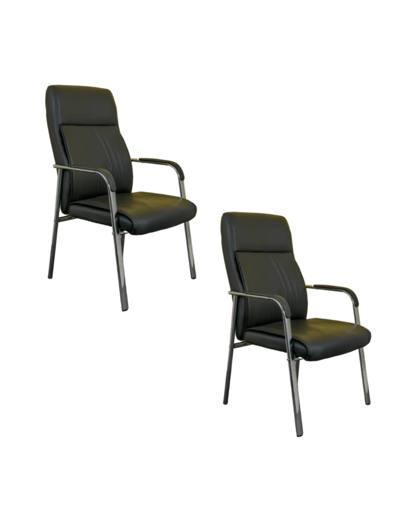 Kit 02 Cadeiras Fixas Partner Estofada Preta B.Hoff Mobile