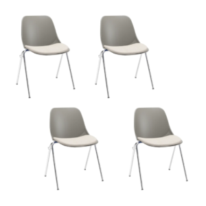 Kit 04 Cadeira Fixa Pés Crom Quick Basalto Est Poliés Fendi