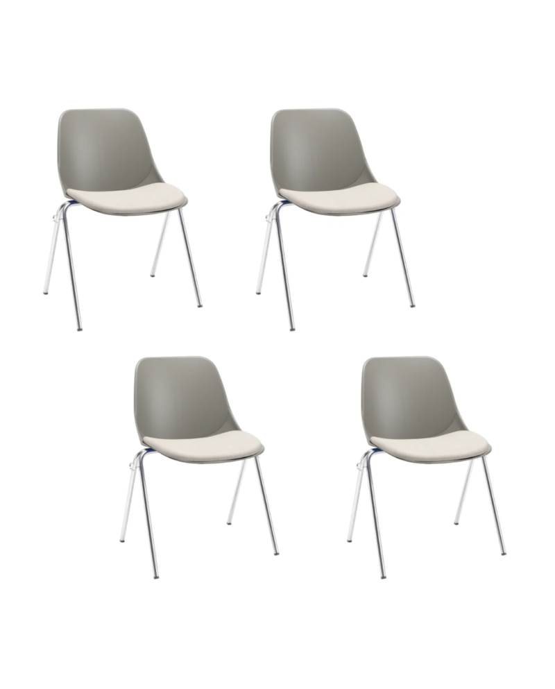 Kit 04 Cadeira Fixa Pés Crom Quick Basalto Est Poliés Fendi