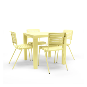 Kit 04 Cadeiras e 01 Mesa Multiuso Niala Plaxmetal Amarelo