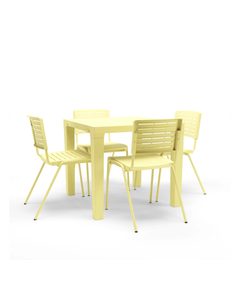 Kit 04 Cadeiras e 01 Mesa Multiuso Niala Plaxmetal Amarelo