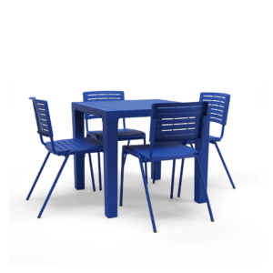 Kit 04 Cadeiras e 01 Mesa Multiuso Niala Plaxmetal NR17 Azul