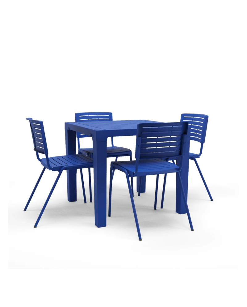 Kit 04 Cadeiras e 01 Mesa Multiuso Niala Plaxmetal NR17 Azul