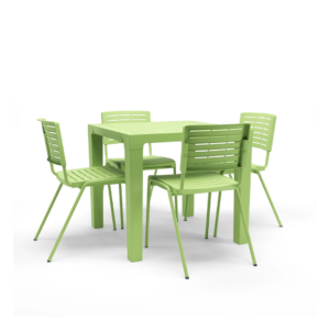 Kit 04 Cadeiras e 01 Mesa Multiuso Niala Plaxmetal NR17 Verde