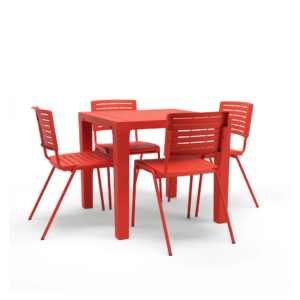 Kit 04 Cadeiras e 01 Mesa Multiuso Niala Plaxmetal NR17 Vermelho