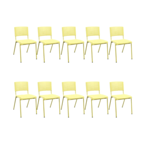 Kit 10 Cadeiras Fixa Multiuso Niala Plaxmetal NR17 Amarelo Primavera