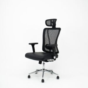 Cadeira Presidente Escritório New-E Office Braço 3D Mecanismo Relaxsystem Encosto Tela Apoio de Cabeça Preta