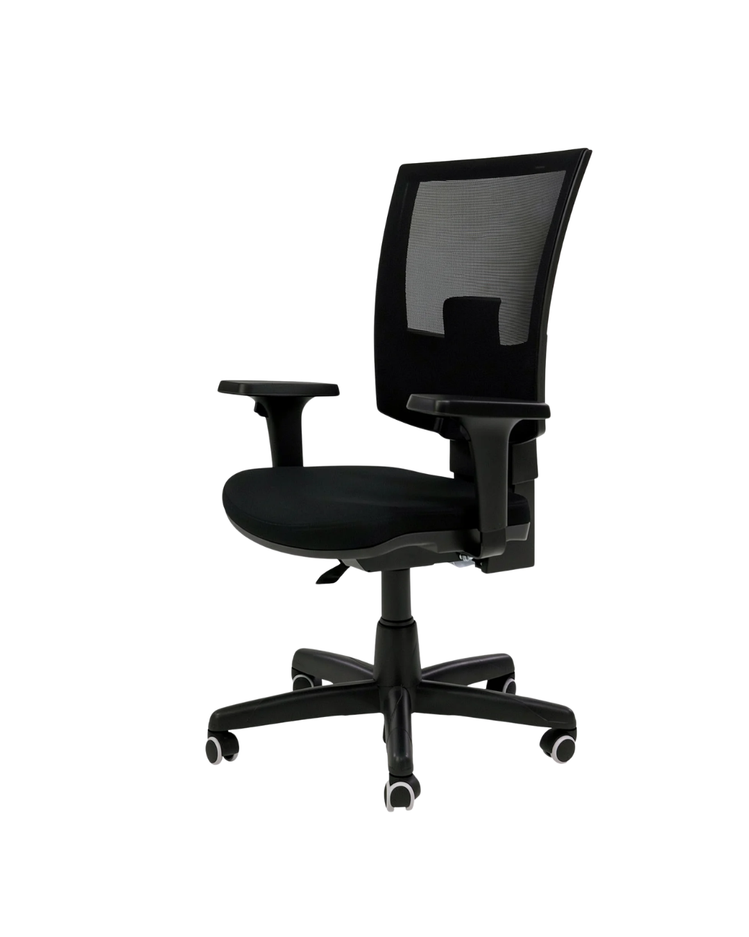 Cadeira Presidente Ergonômica Flash Plaxmetal NR17 Poliéster Preto com Back System, Braços Reguláveis e Rodízios PU