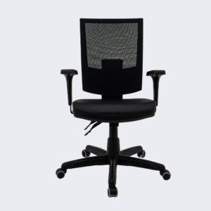 Cadeira Presidente Ergonômica Flash Plaxmetal NR17 Couro Ecológico com Back System, Braços Reguláveis e Rodízios PU