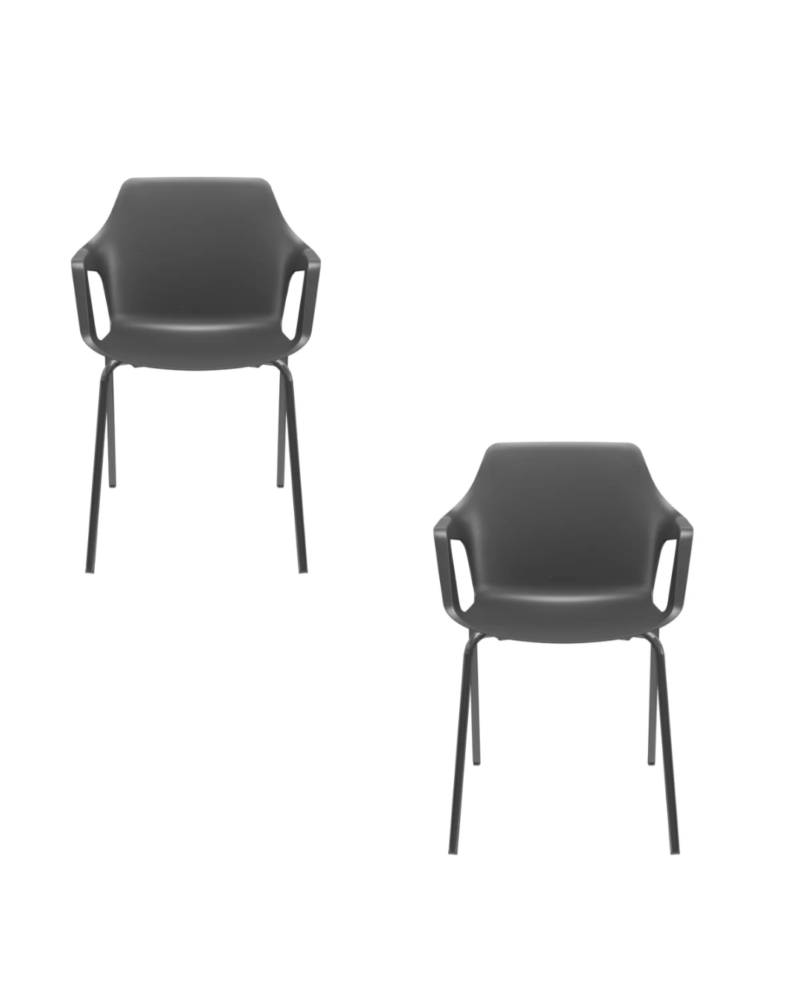 Kit 02 Cadeiras Fixas Aproximação Vesper Plaxmetal Preta