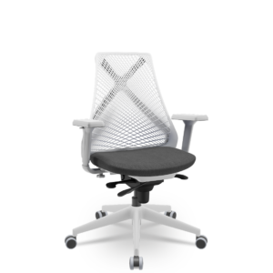 Cadeira Escritório Presidente Tela Bix X+ Cinza Autocompensador Slider Braços 4D Shift PU Plaxmetal