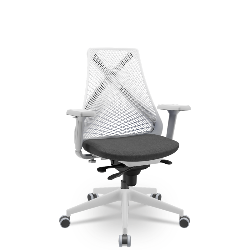 Cadeira Escritório Presidente Tela Bix X+ Cinza Autocompensador Slider Braços 4D Shift PU Plaxmetal