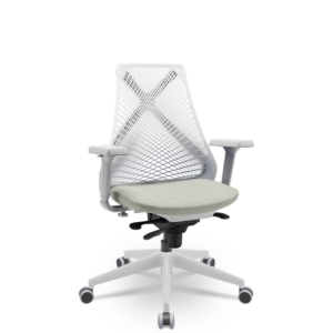 Cadeira Escritório Presidente Bix X+ Cinza Autocompensador Slider Braços 4D Shift PU Plaxmetal Poliester Cinza Claro