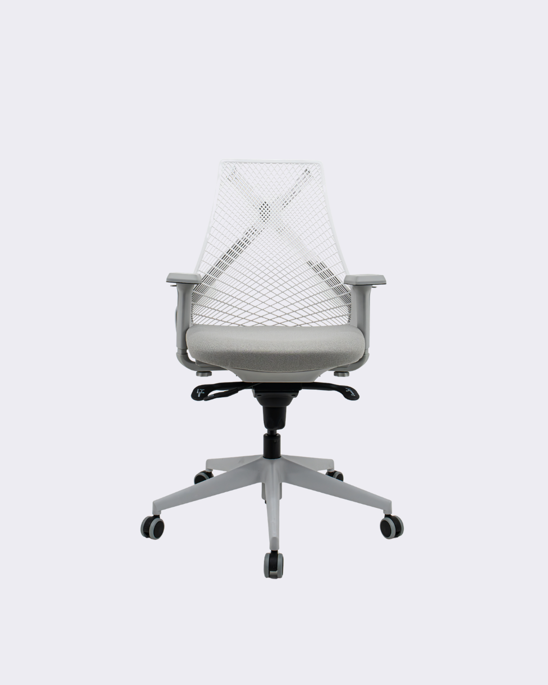 Cadeira Escritório Presidente Bix X+ Cinza Autocompensador Slider Braços 4D Shift PU Plaxmetal Poliester Cinza Claro