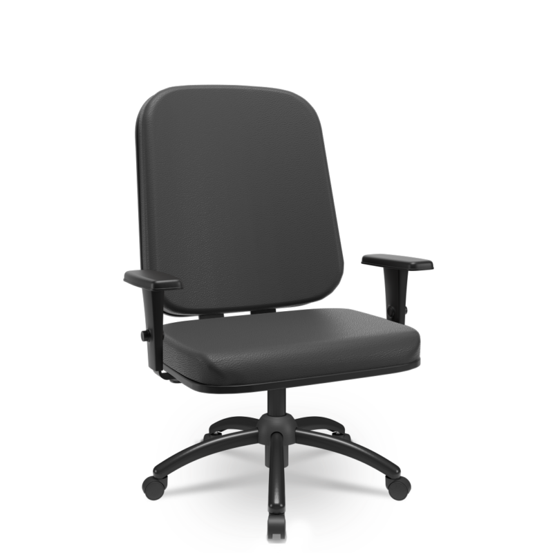 Cadeira Giratória Operativa Plus Size Plaxmetal Braços 3D Preta