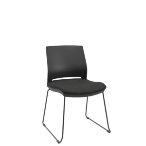 Cadeira Fixa Trapezoidal Duna Assento Estofado Plaxmetal Preto