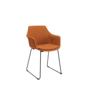 Cadeira Trapezoidal Elyze C/ Estofado Bouclê Laranja Plaxmetal