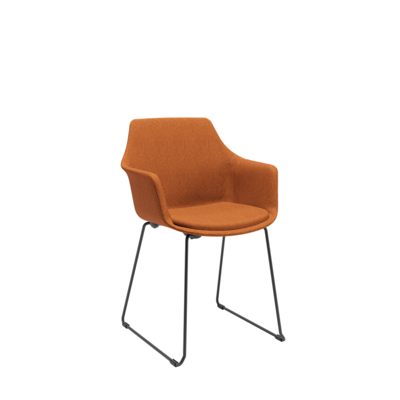 Cadeira Trapezoidal Elyze C/ Estofado Bouclê Laranja Plaxmetal